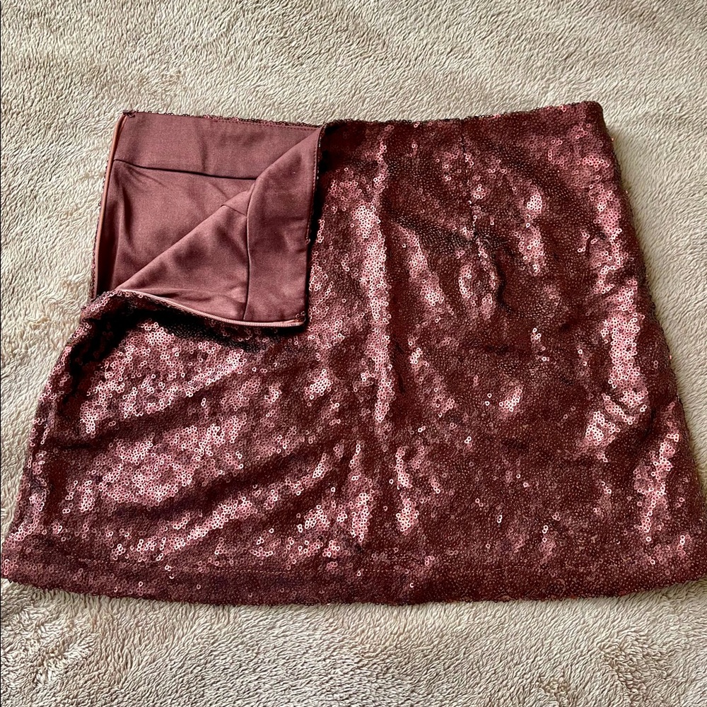 Copper Sequin Mini Skirt - S